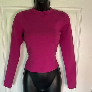 🧶 Fuchsia Long-Sleeve Crewneck Women's Sweater